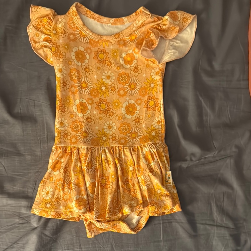 Bamboo floral twirl with Ruffle Sleeves